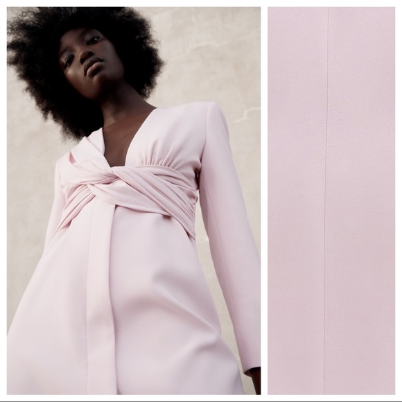 NWT. Zara Pink Draped Blazer Mini Dress Size L. - Picture 4 of 12